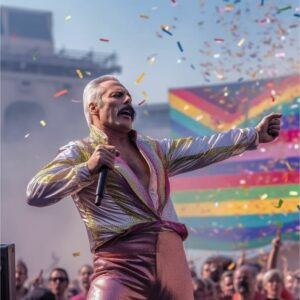 Freddie Mercury à la Gay Pride de San Fransisco 2023, créée par Midjourney